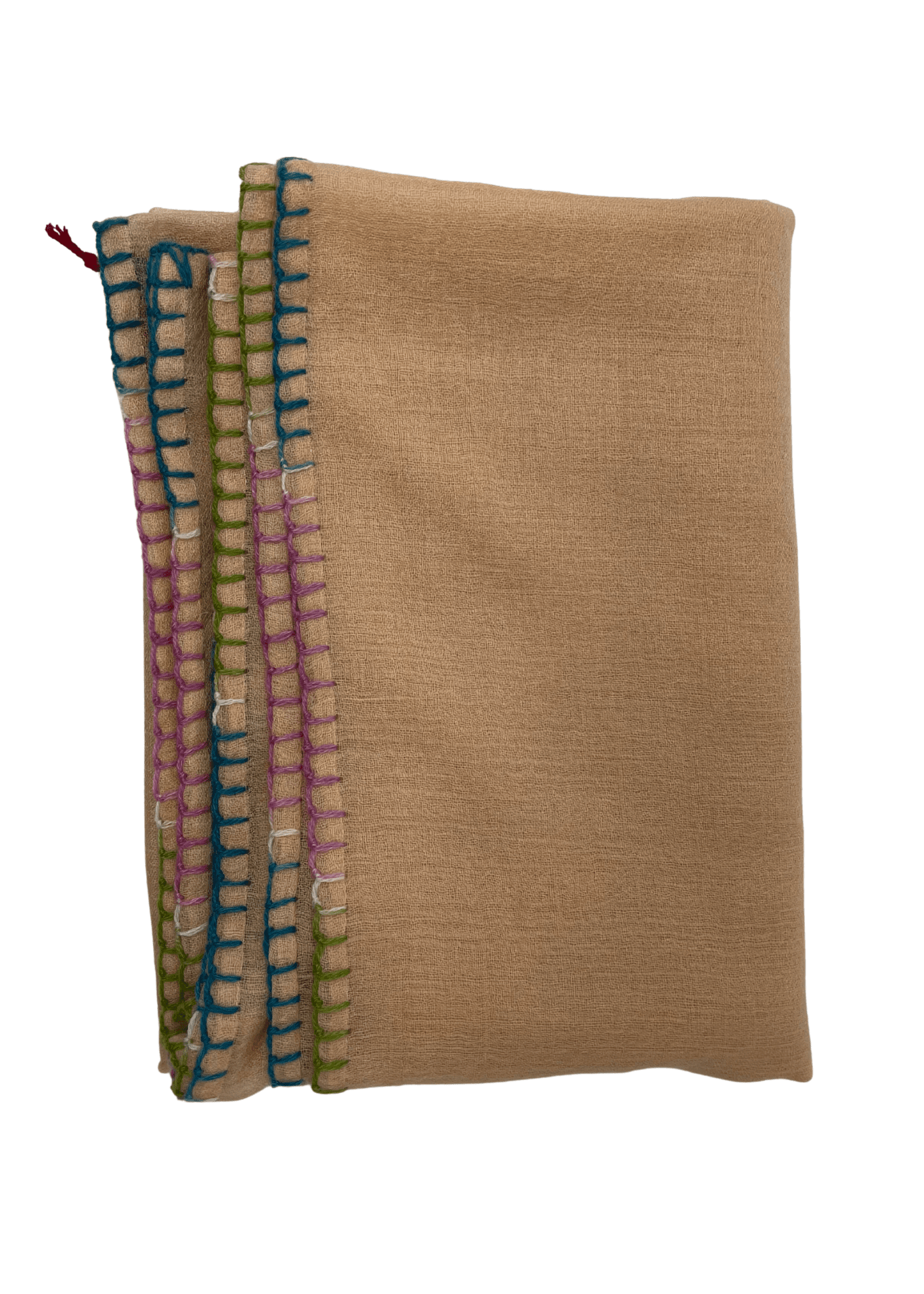 Bajra Ultra Cashmere Multi - Stitch Stole - Vermillion