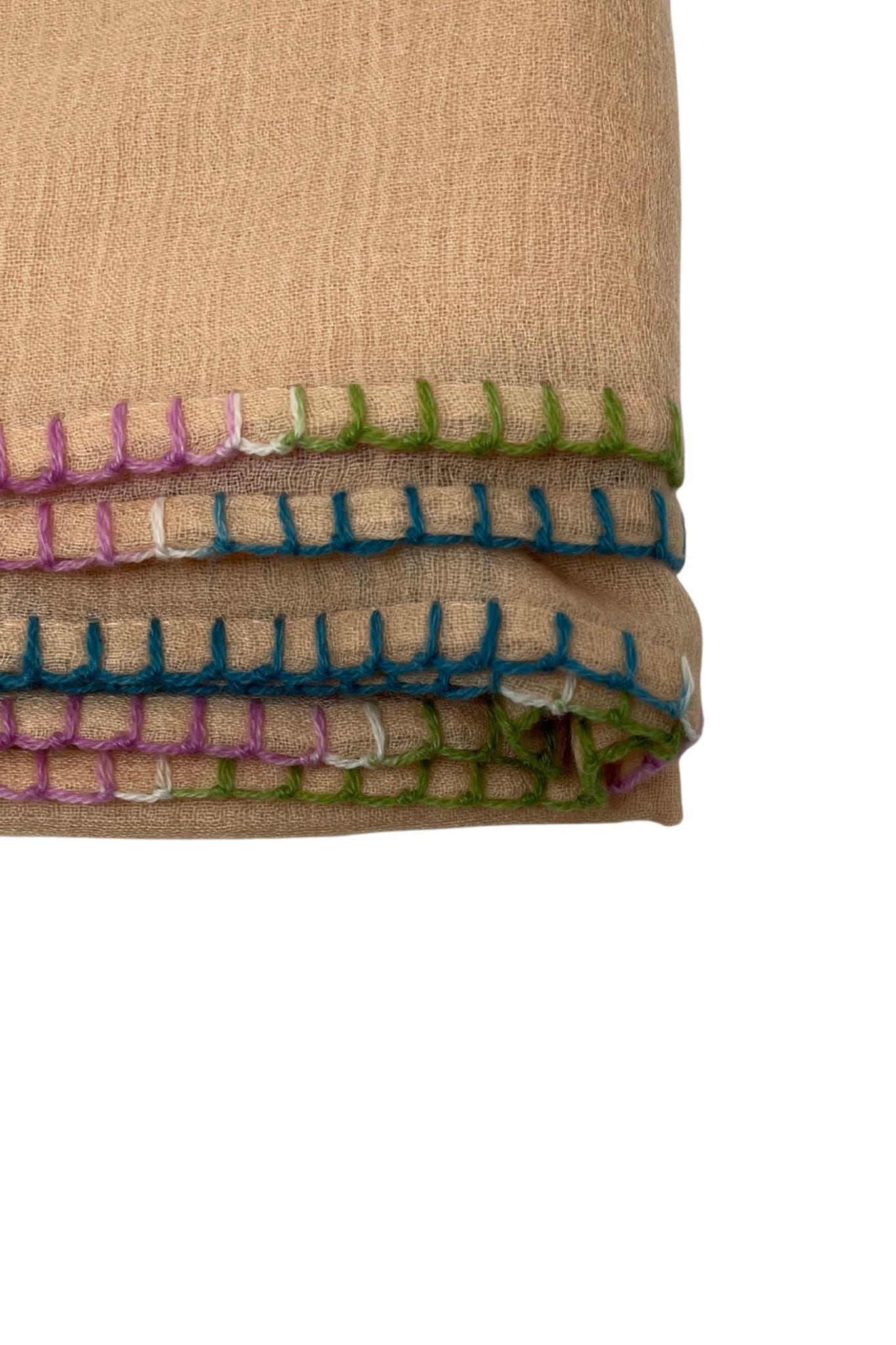 Bajra Ultra Cashmere Multi - Stitch Stole - Vermillion