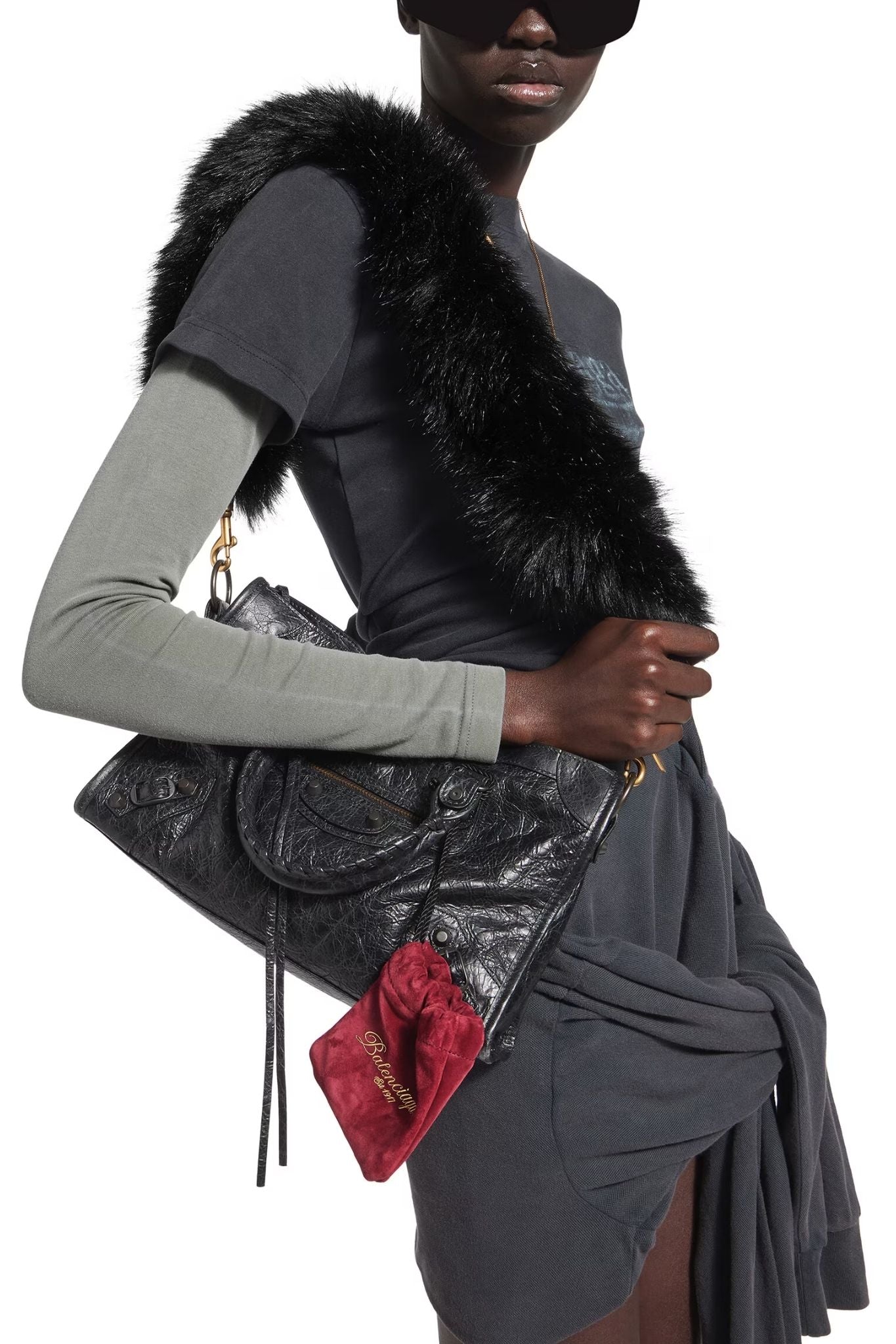 Balenciaga Fur Strap - Vermillion