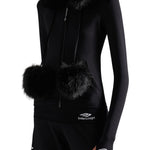 Balenciaga Furry Zip - up Hoodie - Vermillion