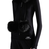 Balenciaga Furry Zip - up Hoodie - Vermillion