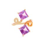 Bea Bongiasca B Square Ring with Square Cut Amethyst and Panna Enamel 9kt Yellow Gold - Vermillion