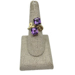 Bea Bongiasca B Square Ring with Square Cut Amethyst and Panna Enamel 9kt Yellow Gold - Vermillion