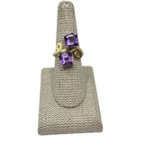 Bea Bongiasca B Square Ring with Square Cut Amethyst and Panna Enamel 9kt Yellow Gold - Vermillion