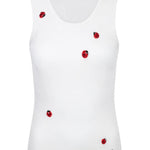 Bernadette Embroidered Marcel Top - Vermillion