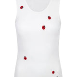 Bernadette Embroidered Marcel Top - Vermillion
