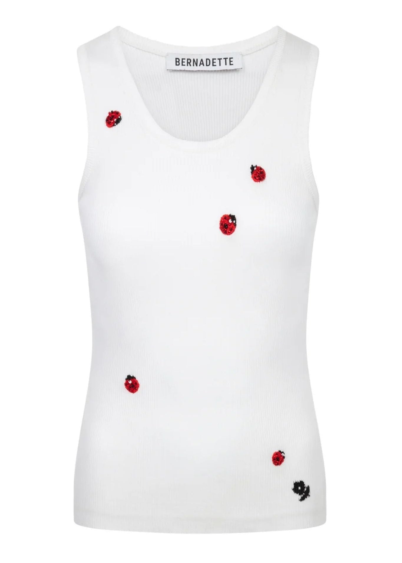 Bernadette Embroidered Marcel Top - Vermillion