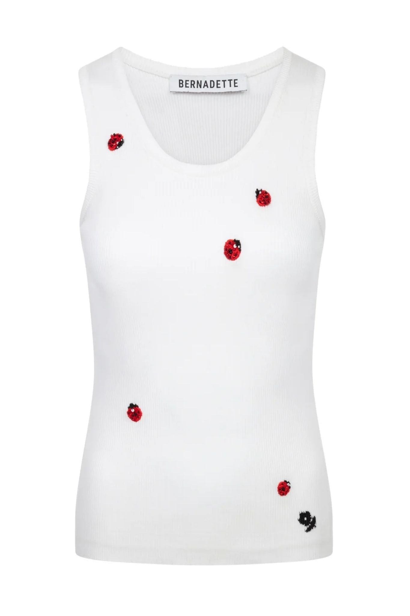 Bernadette Embroidered Marcel Top - Vermillion