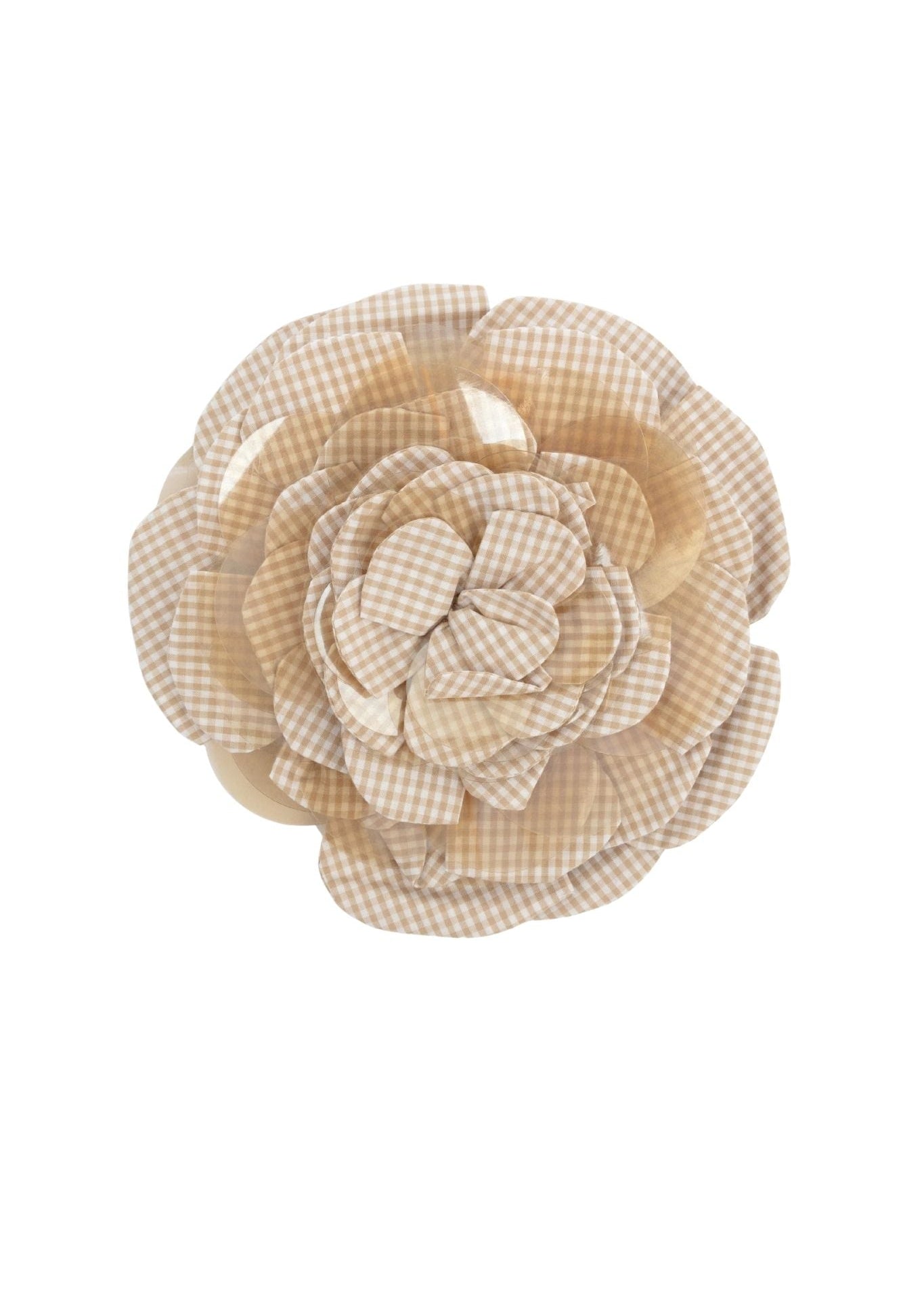 Bernadette Embroidered Micro Vichy Brooch - Vermillion