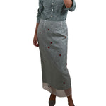 Bernadette Embroidered Roxane Skirt - Vermillion