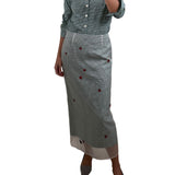 Bernadette Embroidered Roxane Skirt - Vermillion