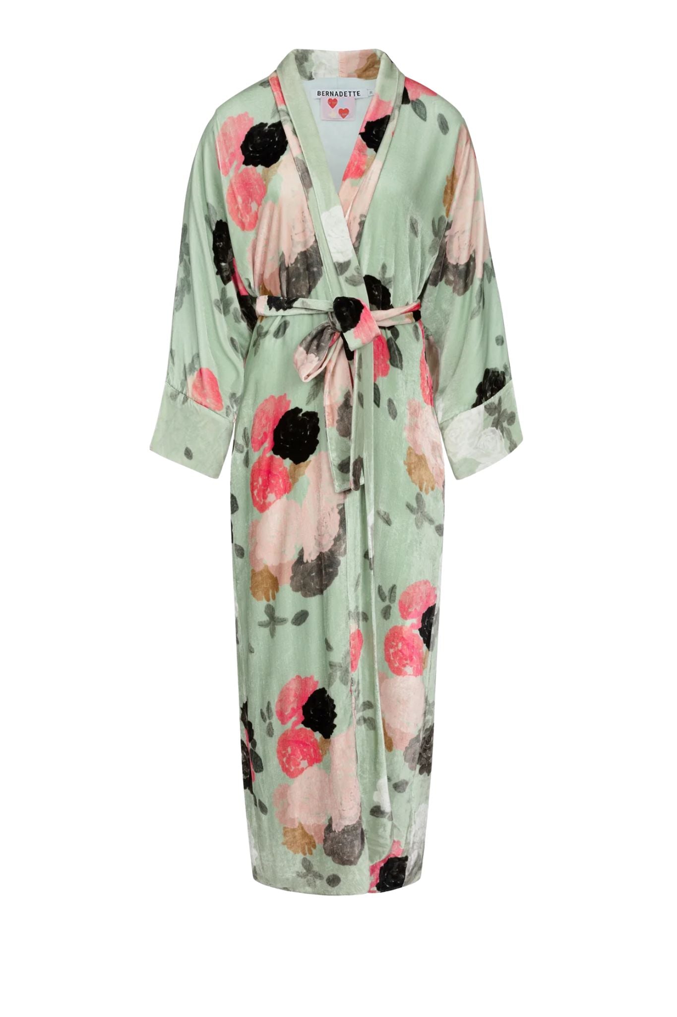 Bernadette Silk Velvet Peignoir - Vermillion