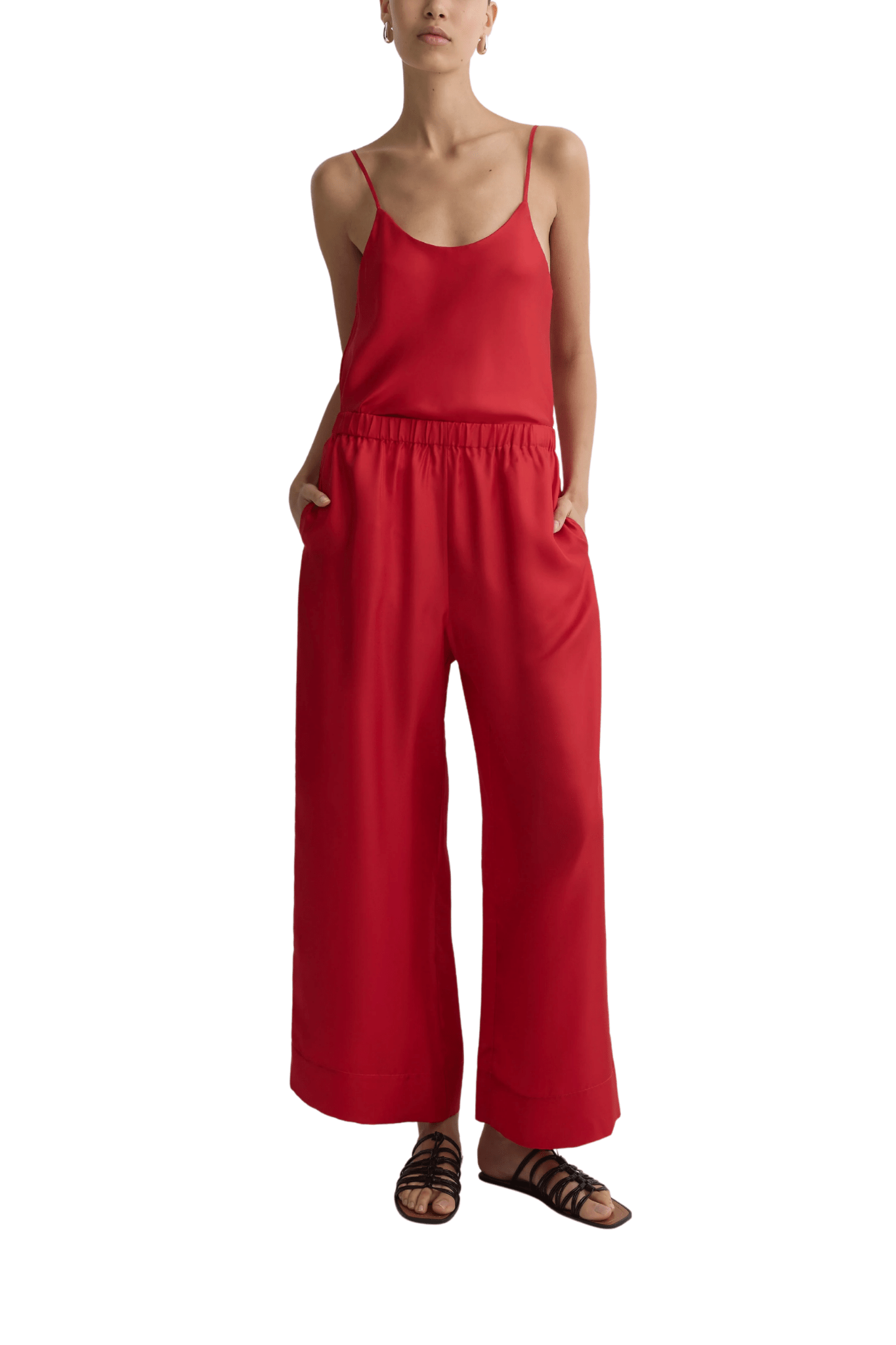 Bondi Born Marfa Silk Wide Leg Pant - Vermillion
