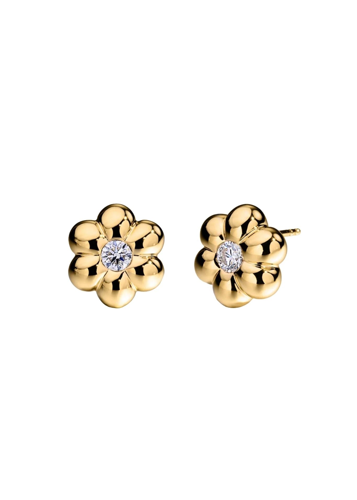 Boochier Diamond Flower Puff Studs - Vermillion