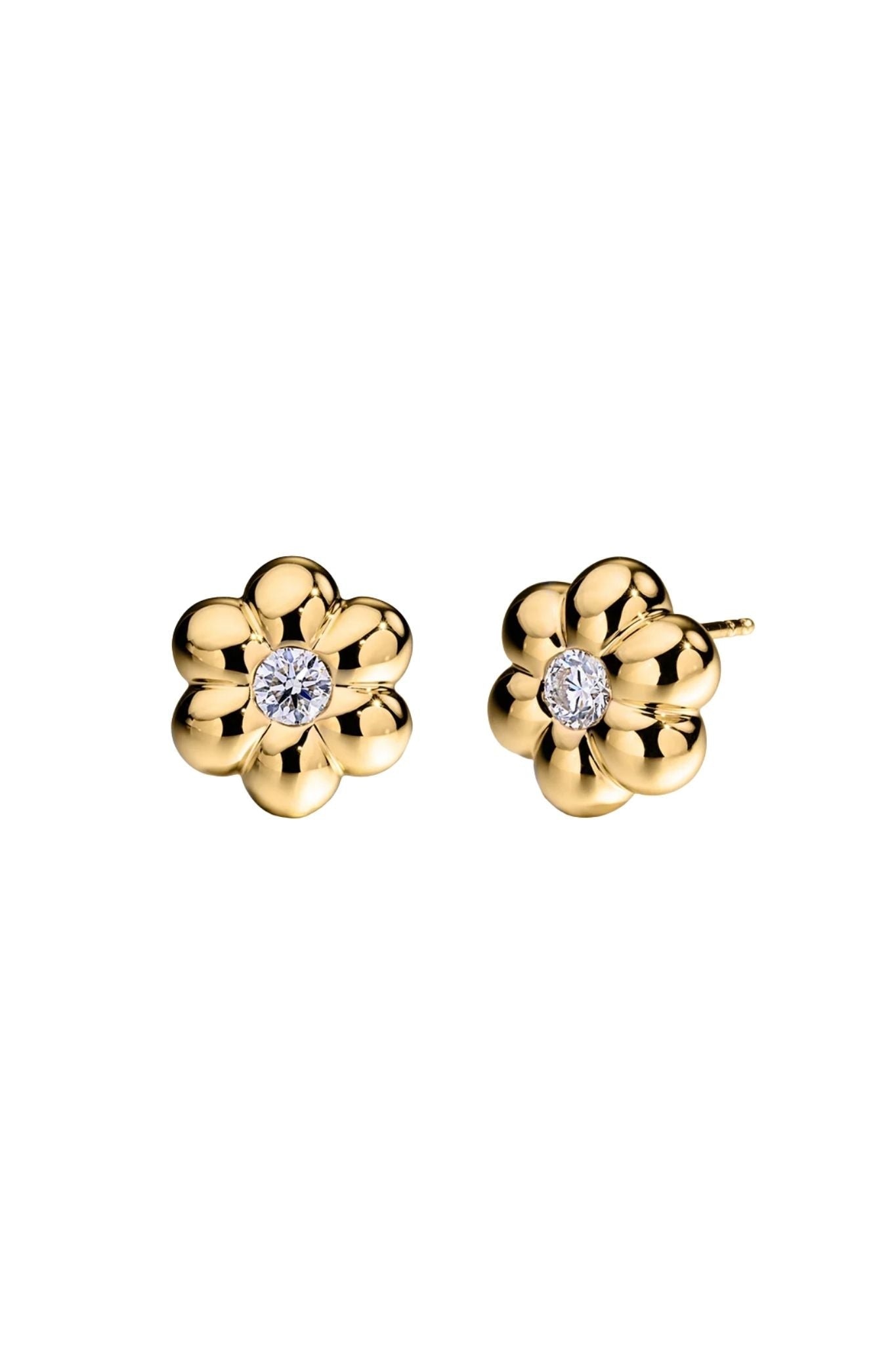 Boochier Diamond Flower Puff Studs - Vermillion