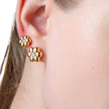 Boochier Diamond Flower Puff Studs - Vermillion