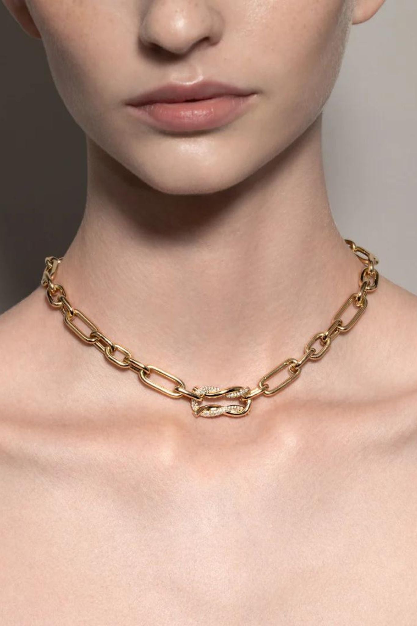 Boochier Diamond Jumbo Ties Half Link Necklace - Vermillion