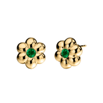 Boochier Precious Stone Flower Puff Studs - Vermillion