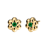Boochier Precious Stone Flower Puff Studs - Vermillion