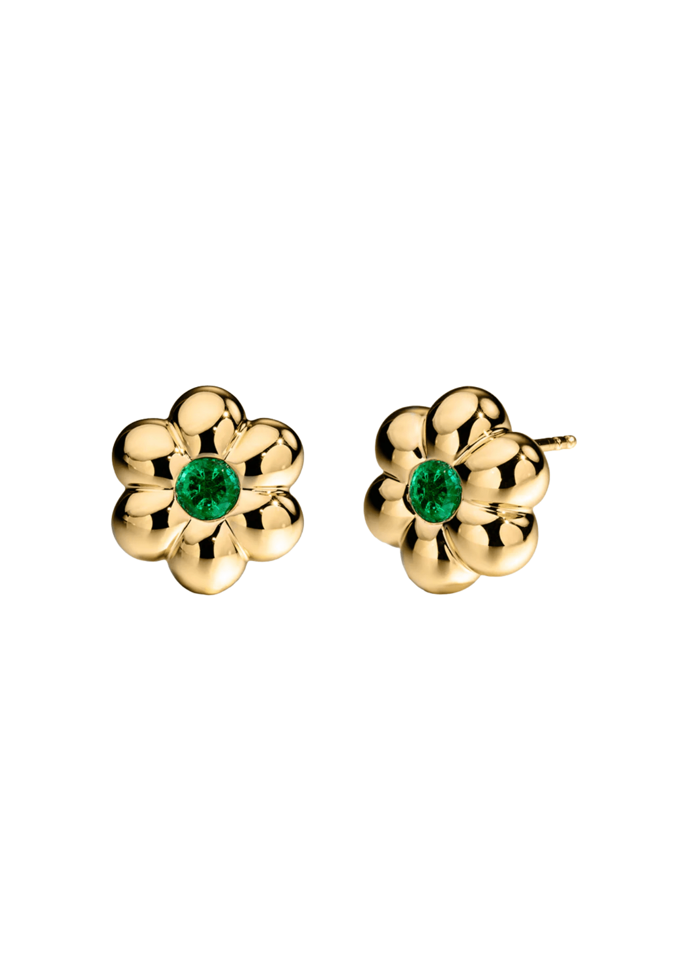 Boochier Precious Stone Flower Puff Studs - Vermillion