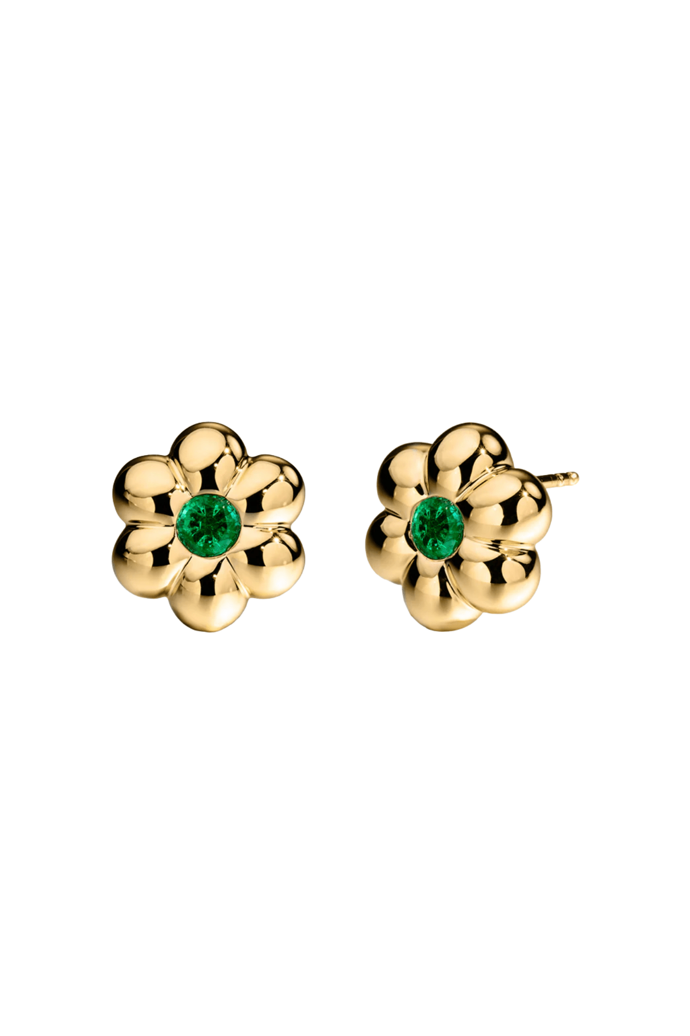 Boochier Precious Stone Flower Puff Studs - Vermillion