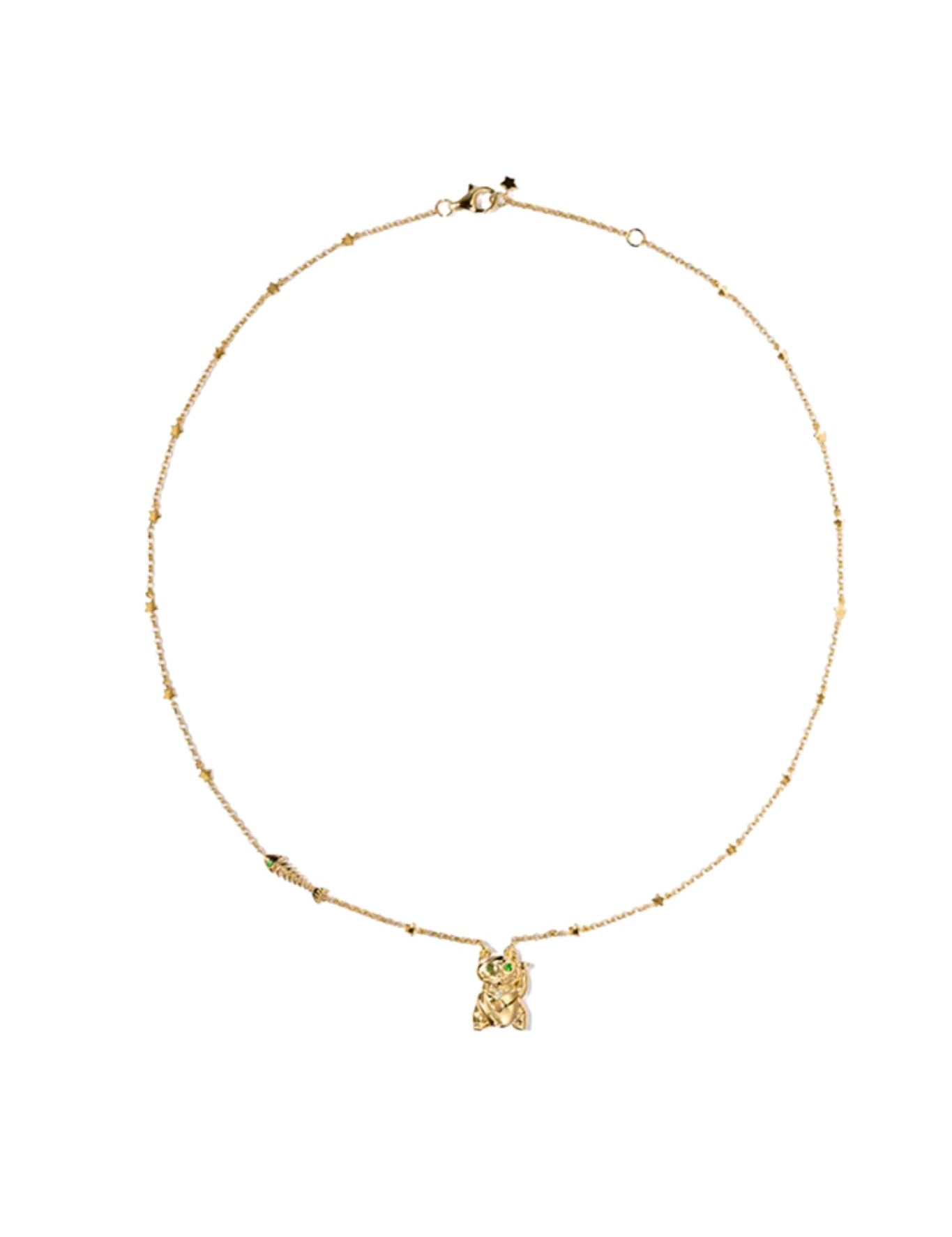 Boochier Yellow Gold Lucky Cat Diamond Necklace - Vermillion