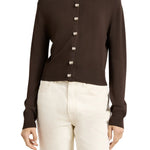 Brandon Maxwell Aubrey Cardigan in Viscose - Vermillion