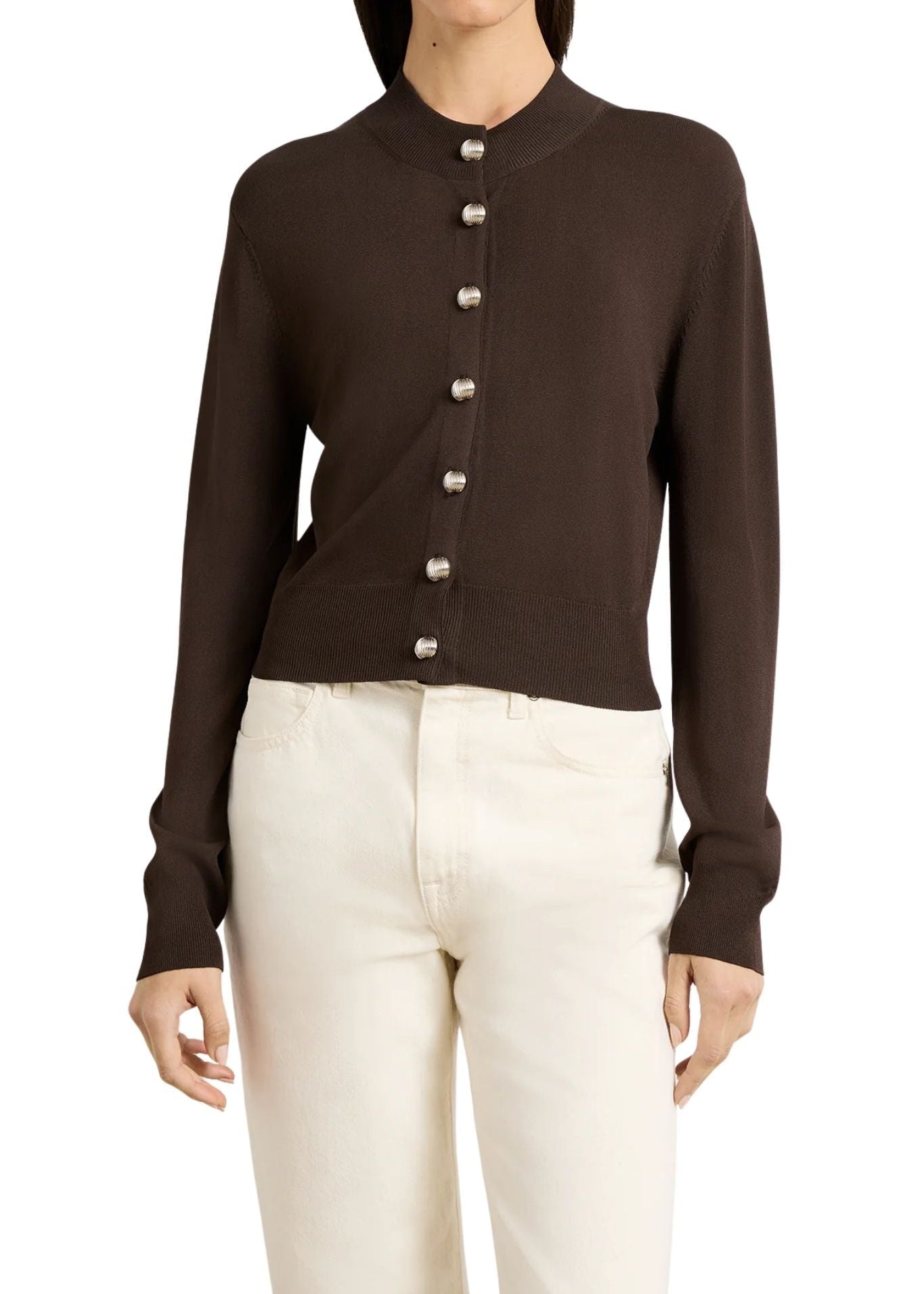 Brandon Maxwell Aubrey Cardigan in Viscose - Vermillion