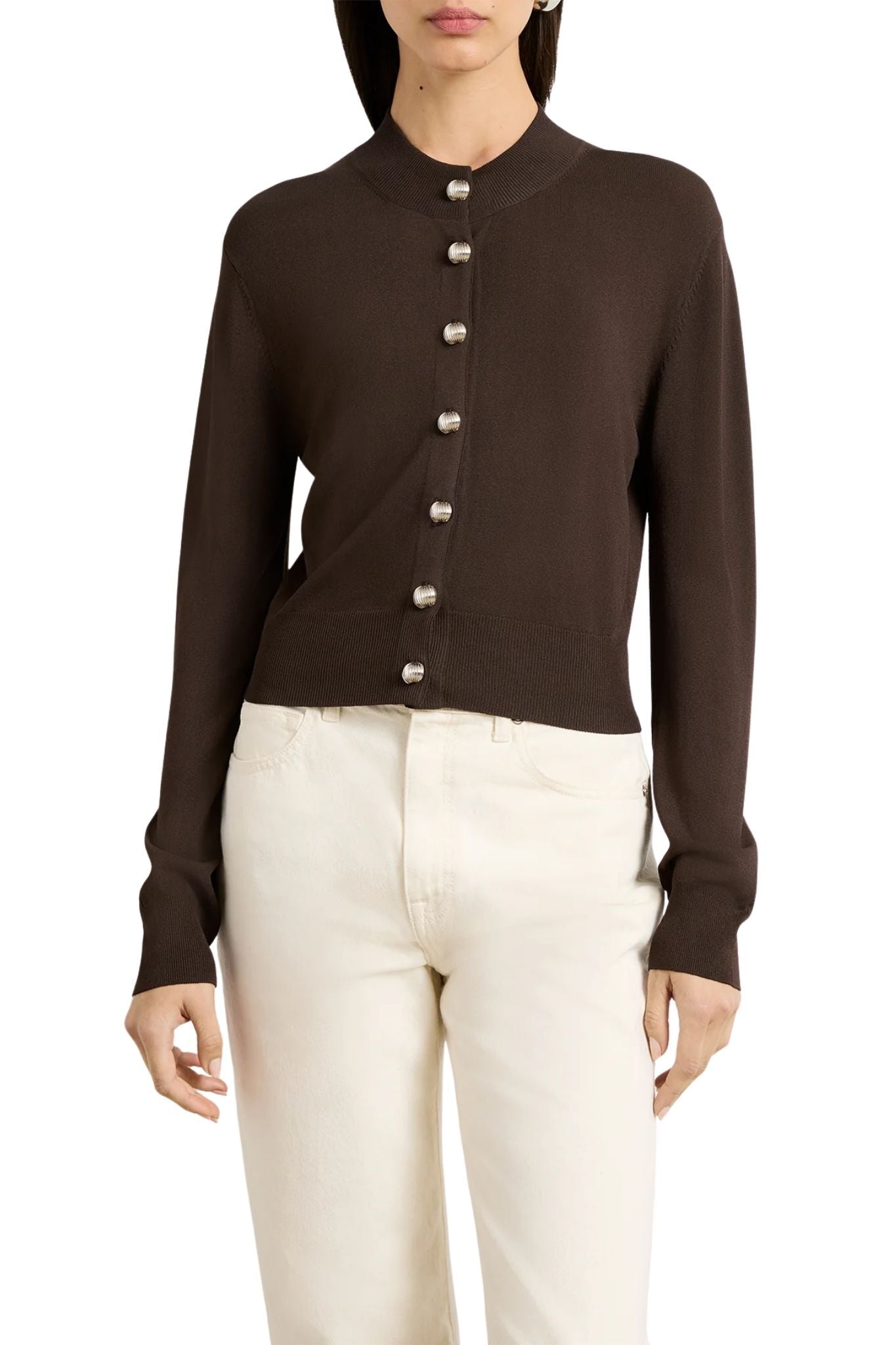Brandon Maxwell Aubrey Cardigan in Viscose - Vermillion