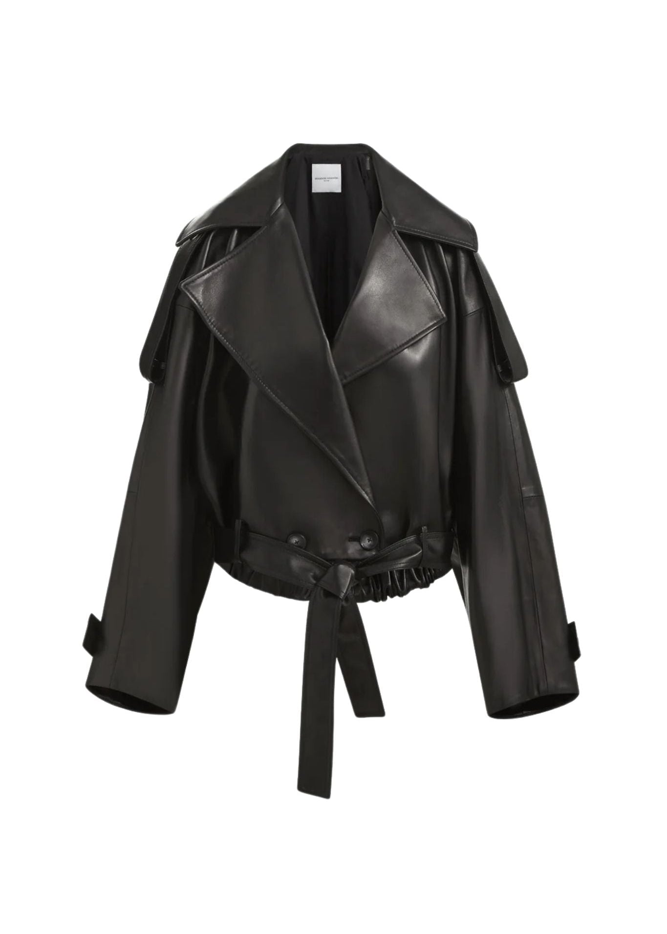 Brandon Maxwell Collins Cropped Leather Trench Coat - Vermillion