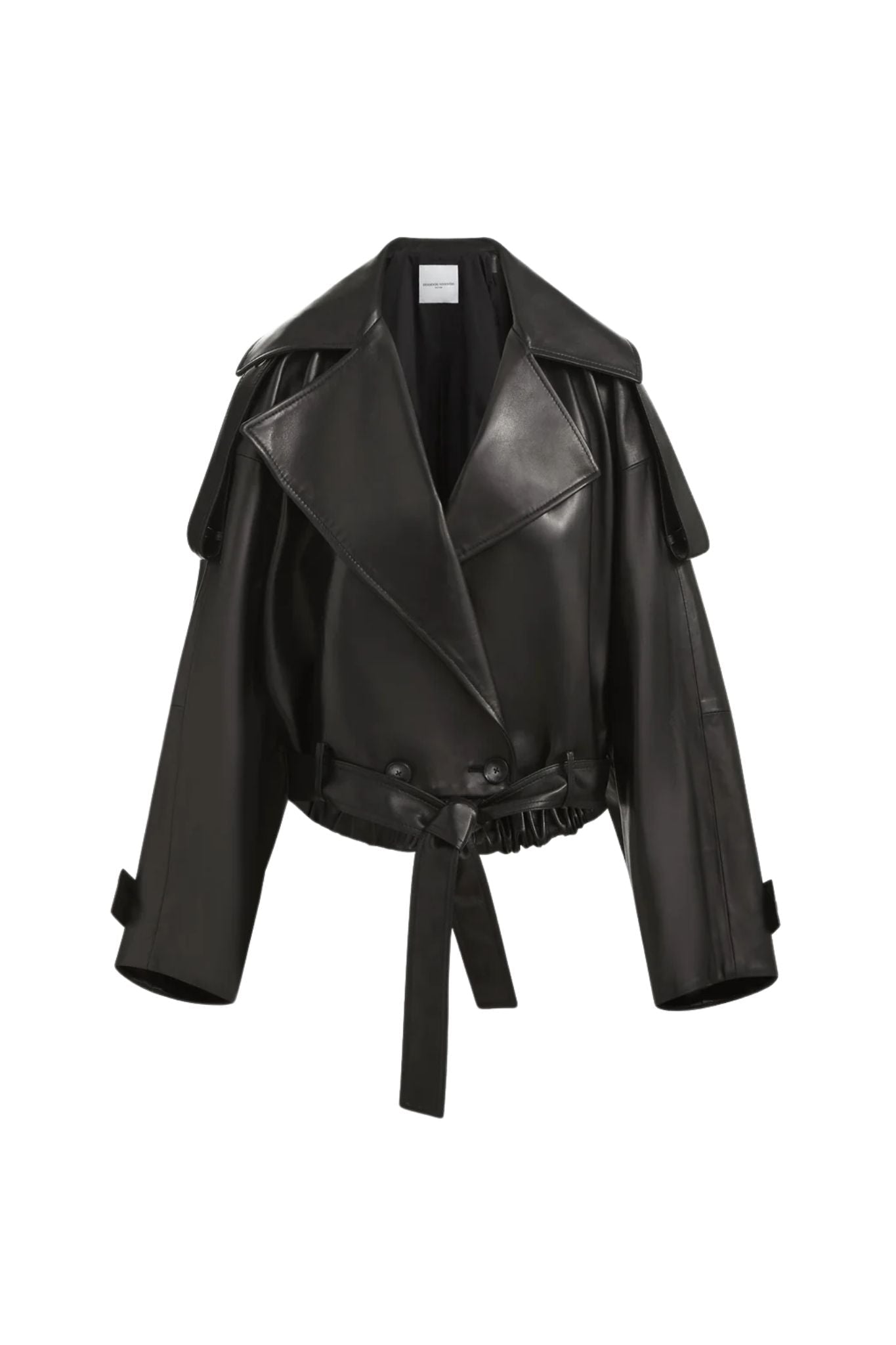 Brandon Maxwell Collins Cropped Leather Trench Coat - Vermillion