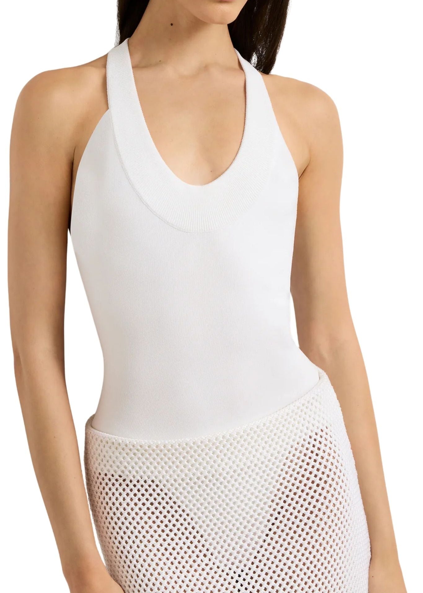 Brandon Maxwell Dahlia Knit Bodysuit - Vermillion