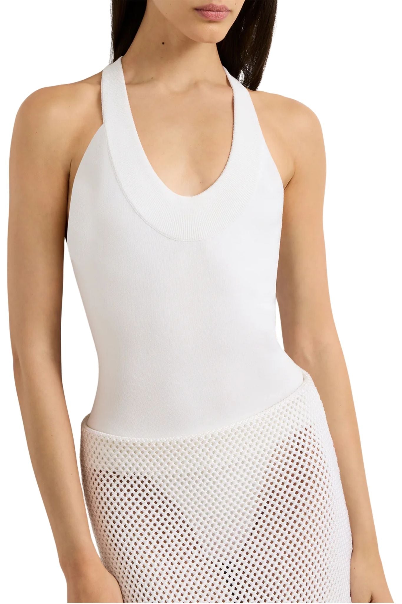 Brandon Maxwell Dahlia Knit Bodysuit - Vermillion