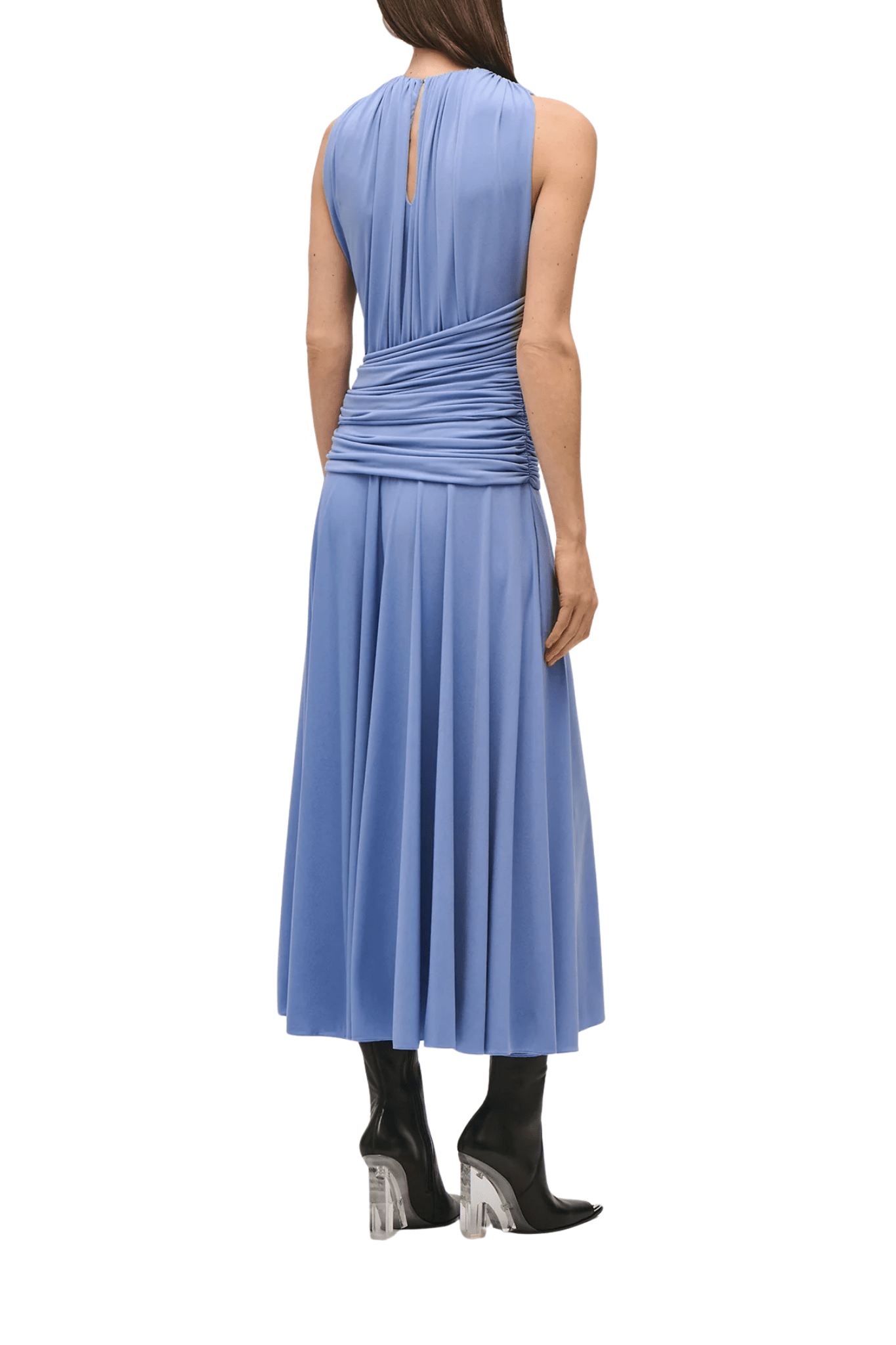 Brandon Maxwell Isadora Draped Jersey Dress with Knot - Vermillion
