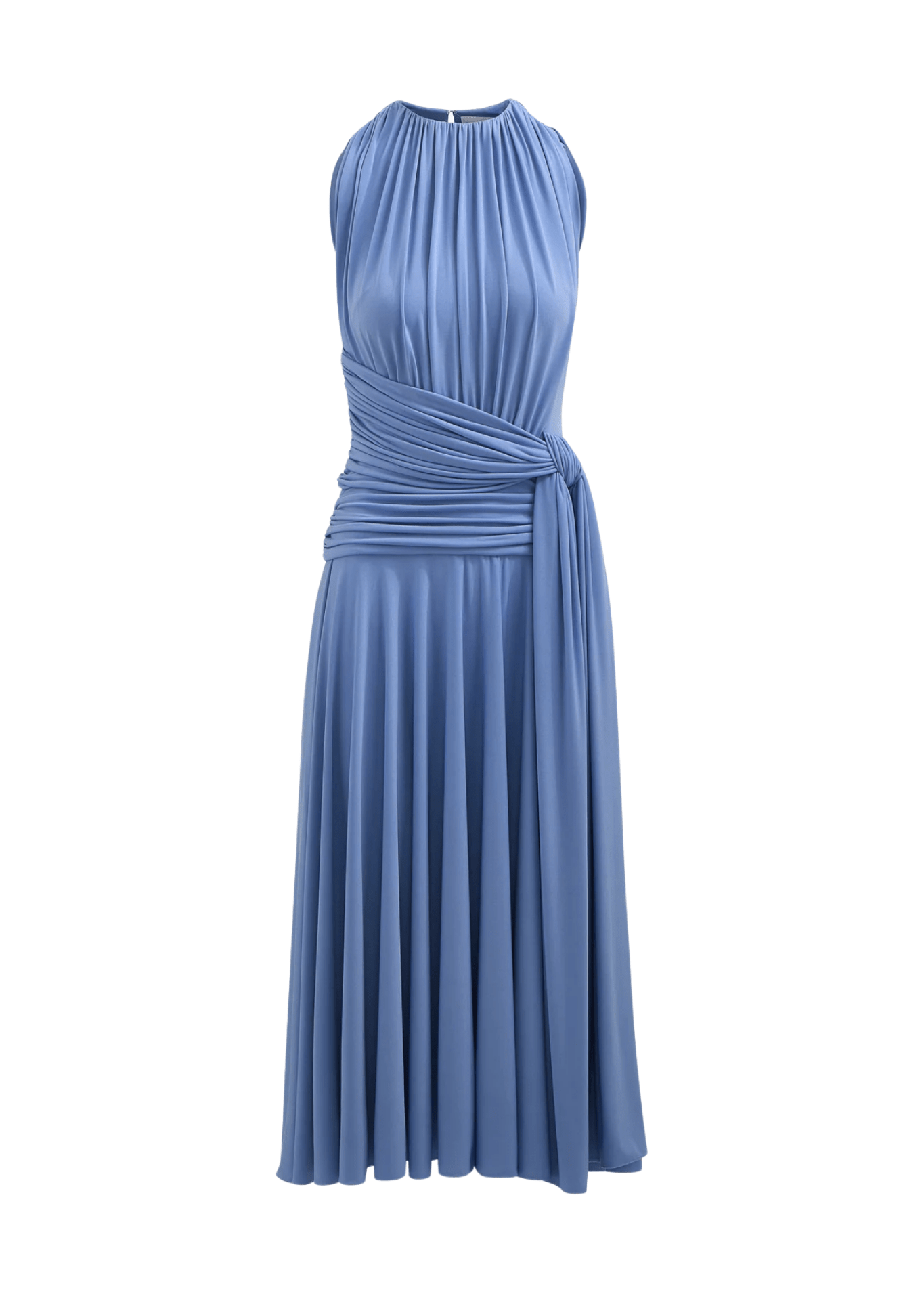 Brandon Maxwell Isadora Draped Jersey Dress with Knot - Vermillion