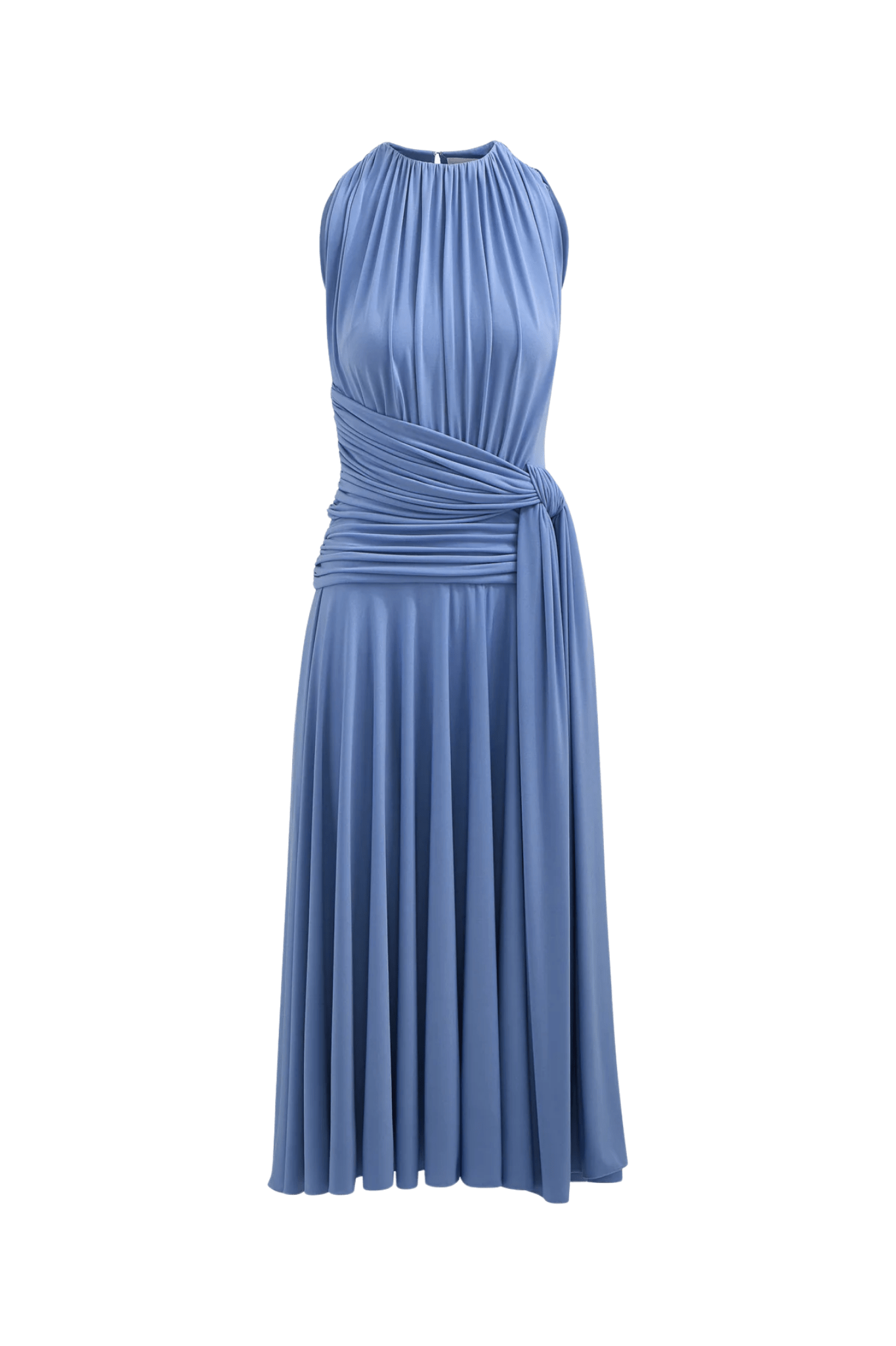 Brandon Maxwell Isadora Draped Jersey Dress with Knot - Vermillion