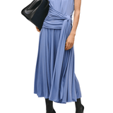 Brandon Maxwell Isadora Draped Jersey Dress with Knot - Vermillion