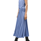Brandon Maxwell Isadora Draped Jersey Dress with Knot - Vermillion