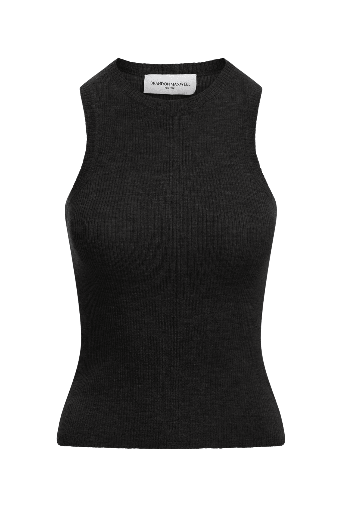 Brandon Maxwell Jett Cashmere Ribbed Tank - Vermillion
