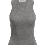 Brandon Maxwell Jett Cashmere Ribbed Tank - Vermillion