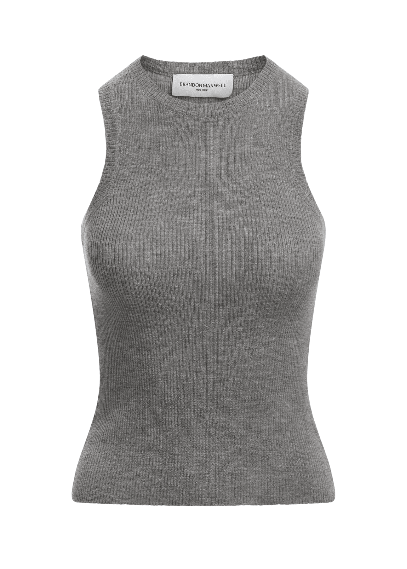Brandon Maxwell Jett Cashmere Ribbed Tank - Vermillion
