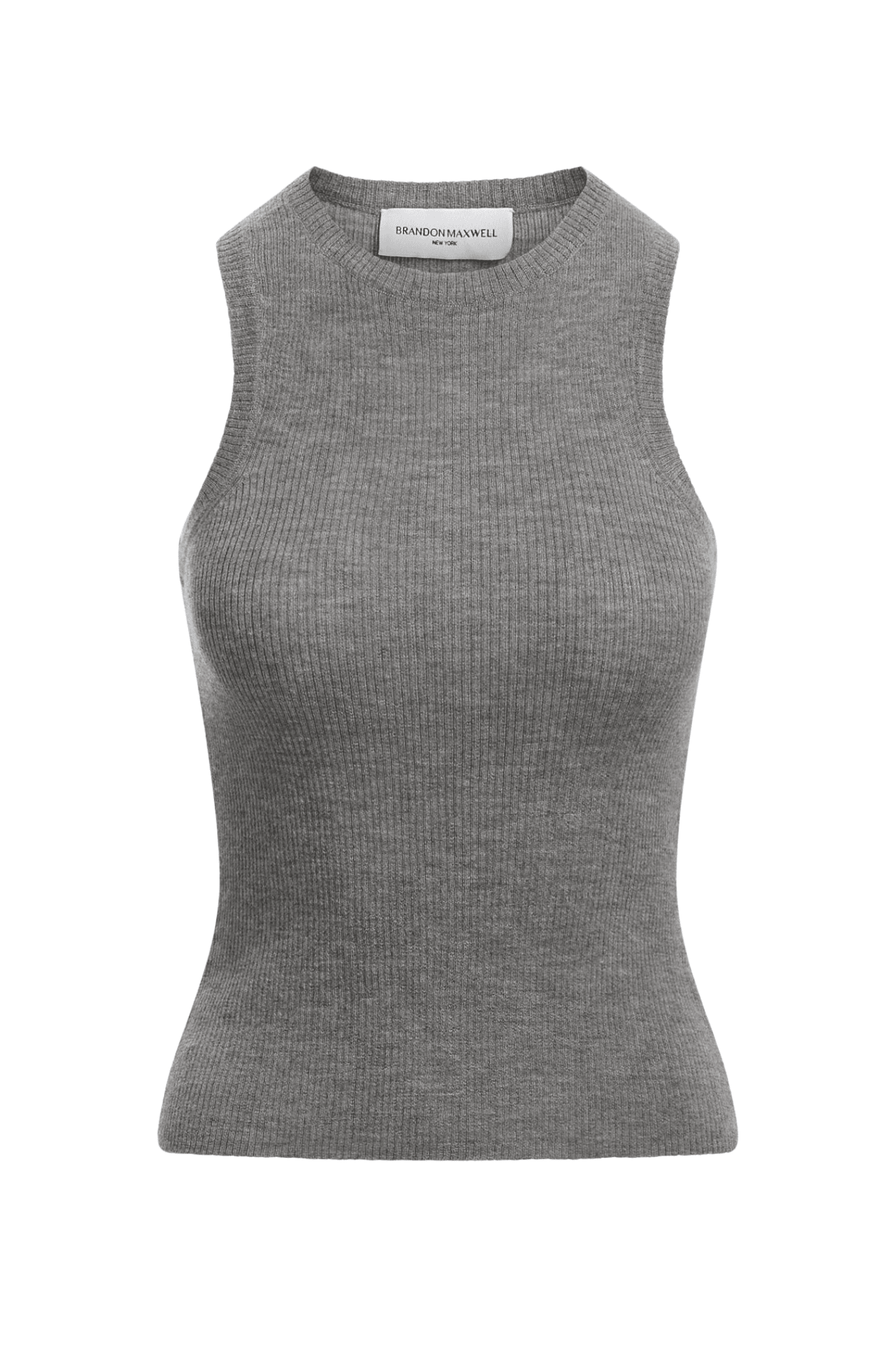 Brandon Maxwell Jett Cashmere Ribbed Tank - Vermillion