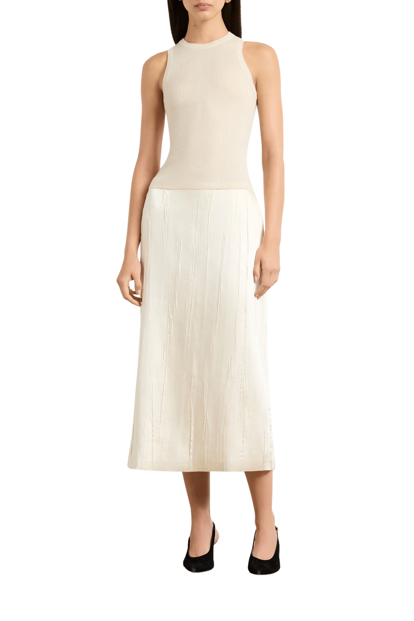 Brandon Maxwell Jett Cashmere Ribbed Tank - Vermillion