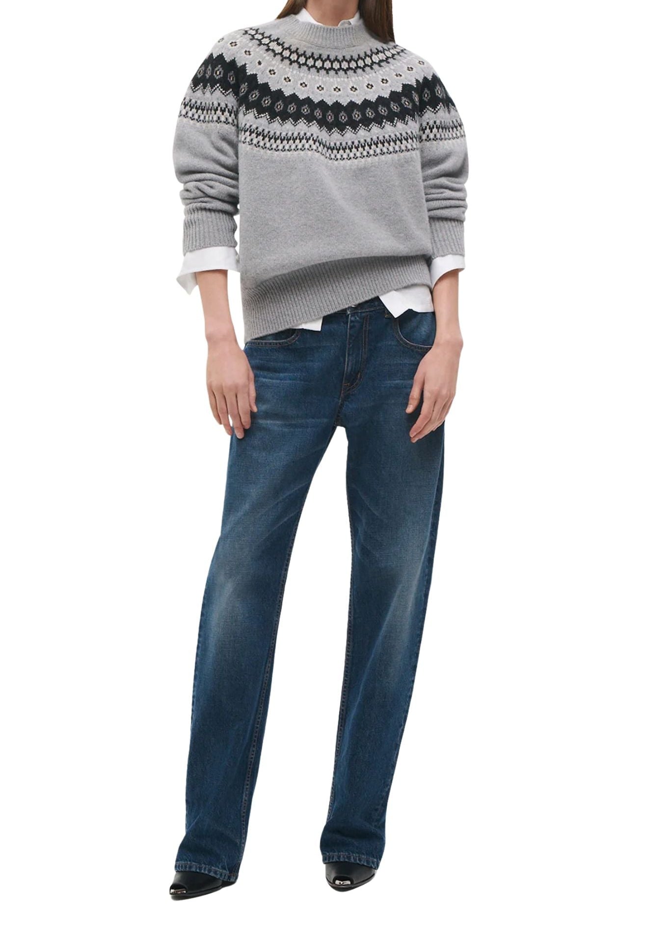 Brandon Maxwell Joanna Classic Crew Neck Knit Sweater - Vermillion