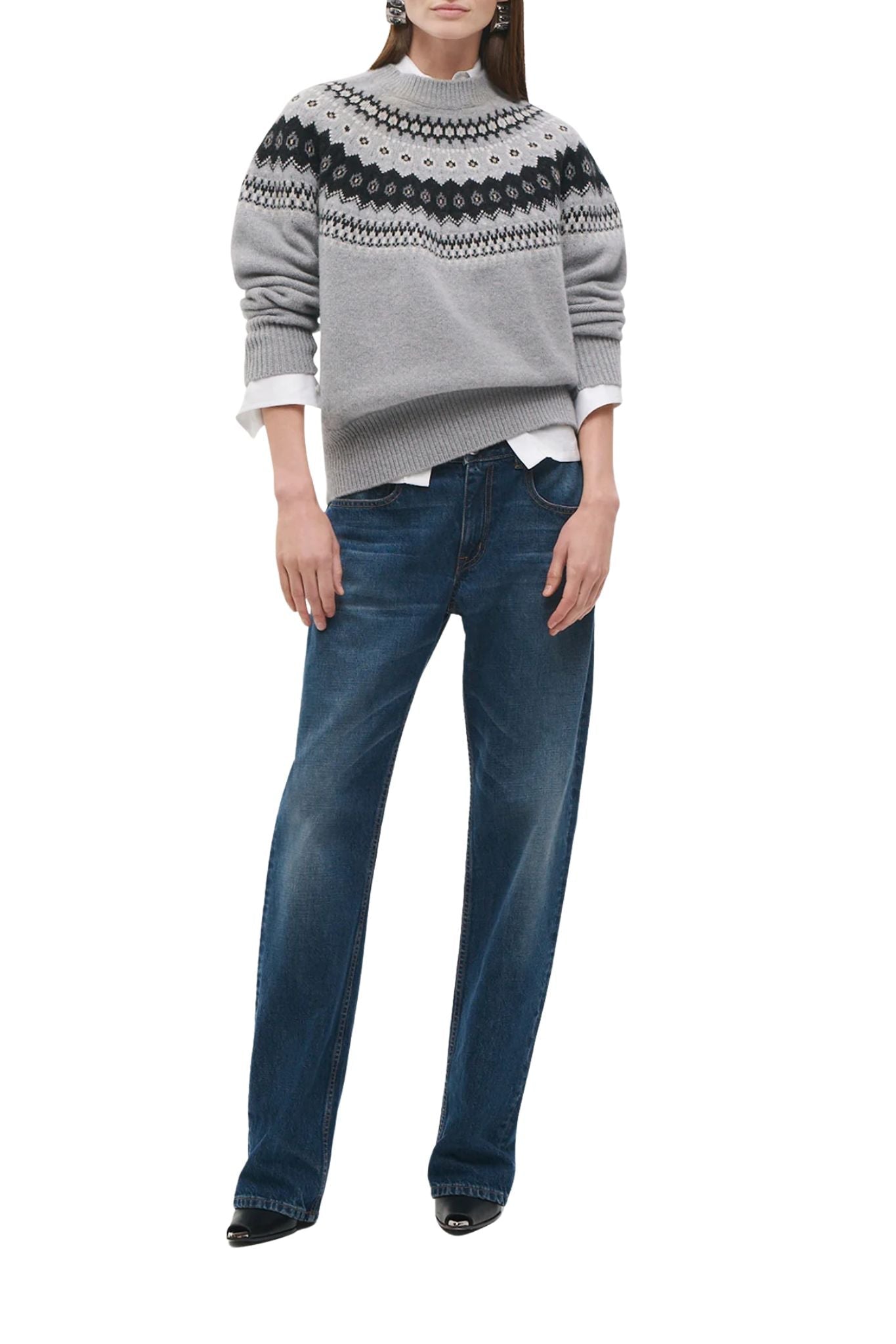 Brandon Maxwell Joanna Classic Crew Neck Knit Sweater - Vermillion
