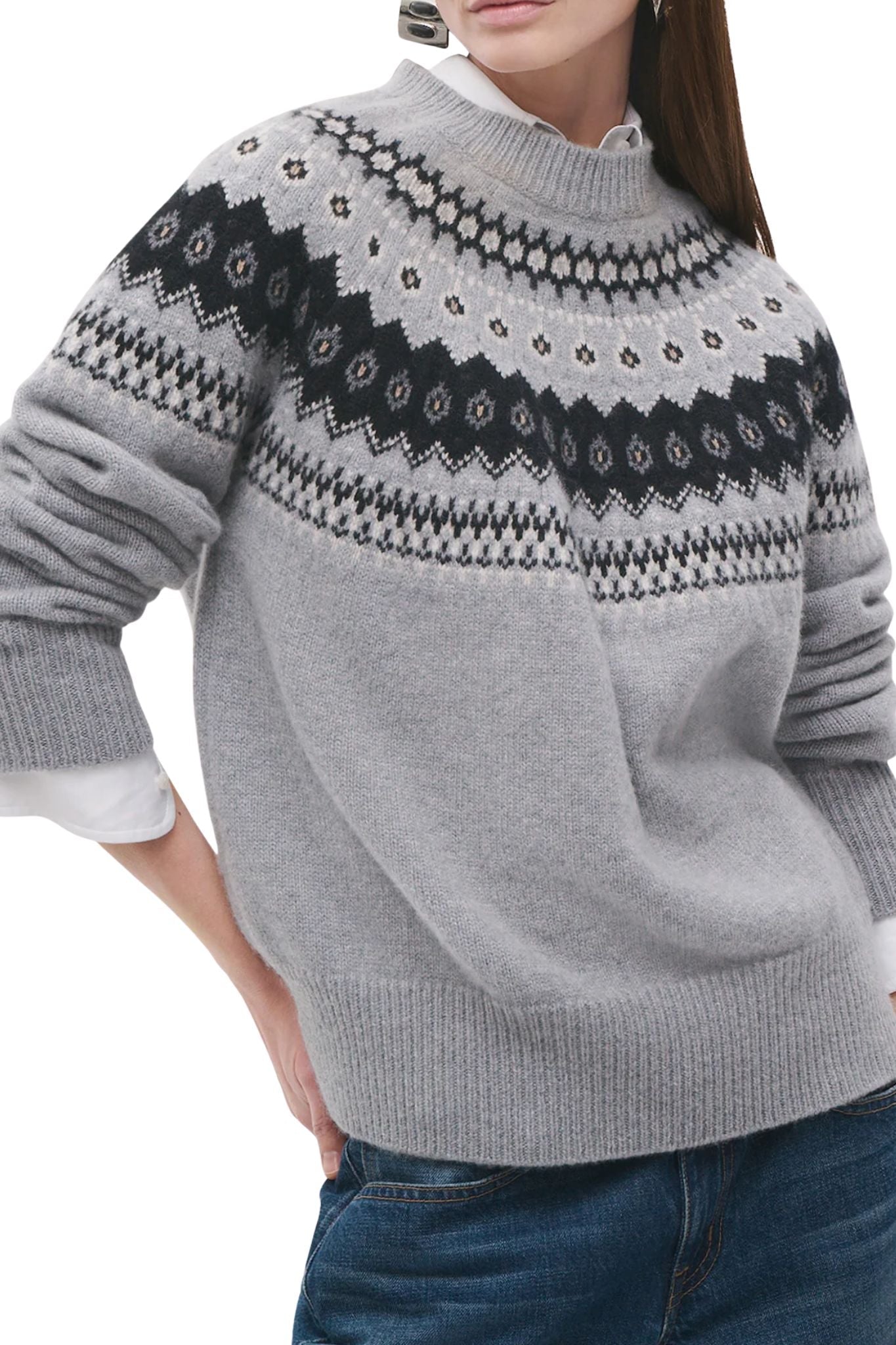 Brandon Maxwell Joanna Classic Crew Neck Knit Sweater - Vermillion