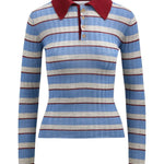 Brandon Maxwell Joni Knit Polo Top - Vermillion