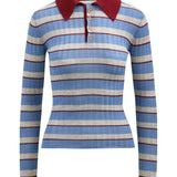 Brandon Maxwell Joni Knit Polo Top - Vermillion