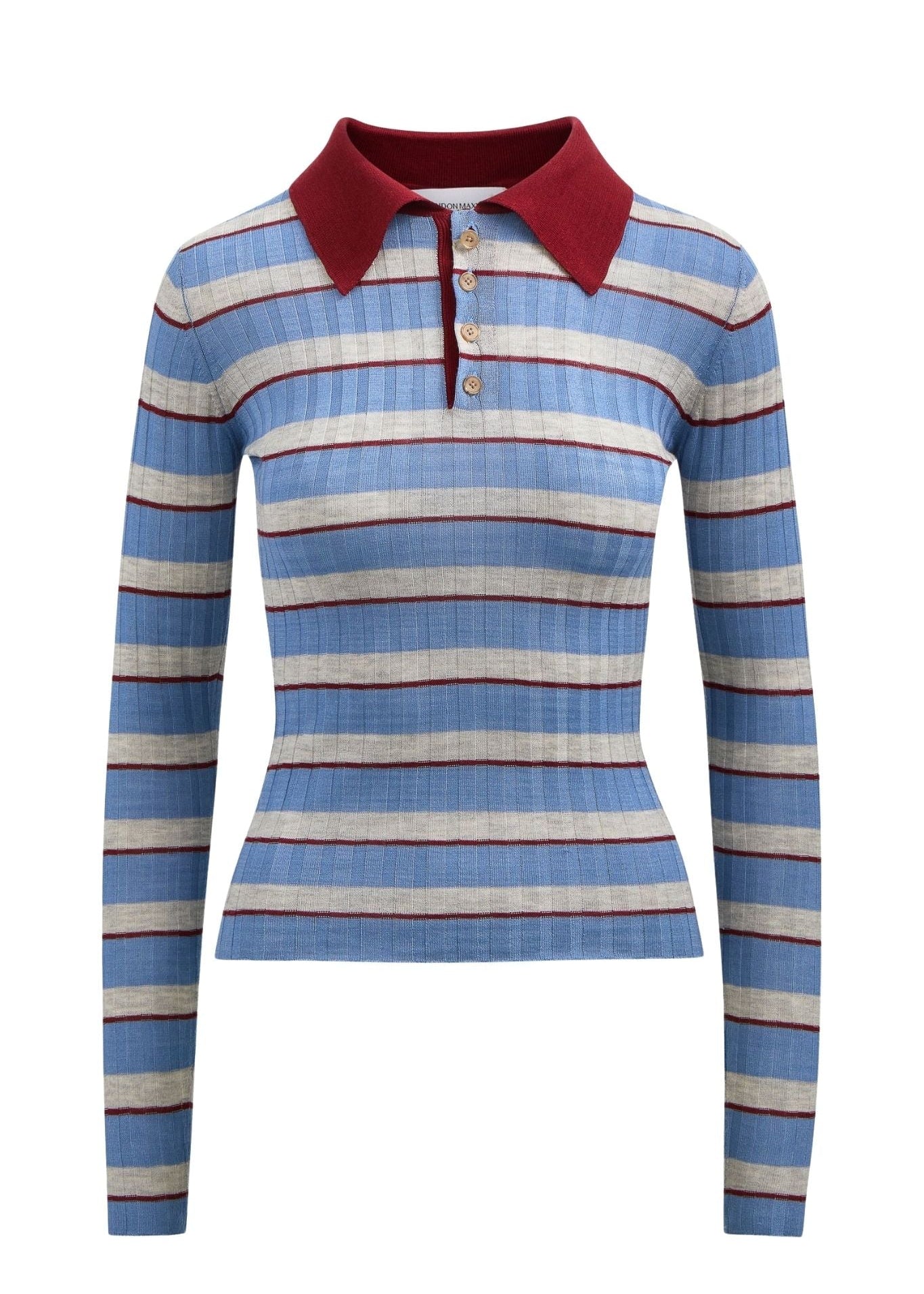 Brandon Maxwell Joni Knit Polo Top - Vermillion