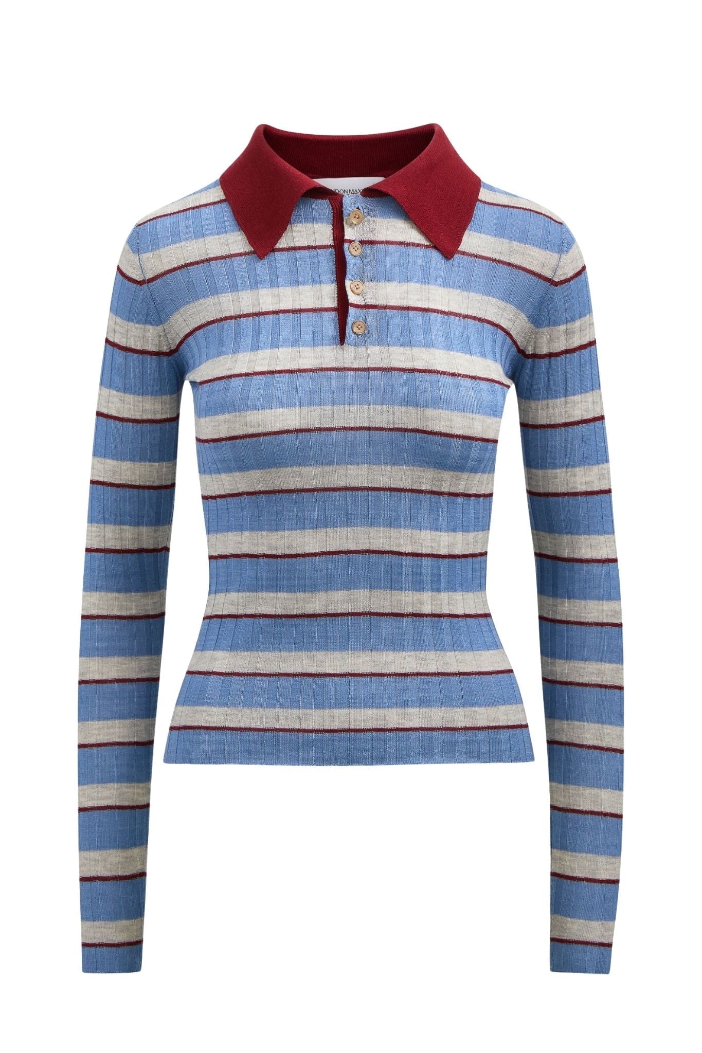 Brandon Maxwell Joni Knit Polo Top - Vermillion